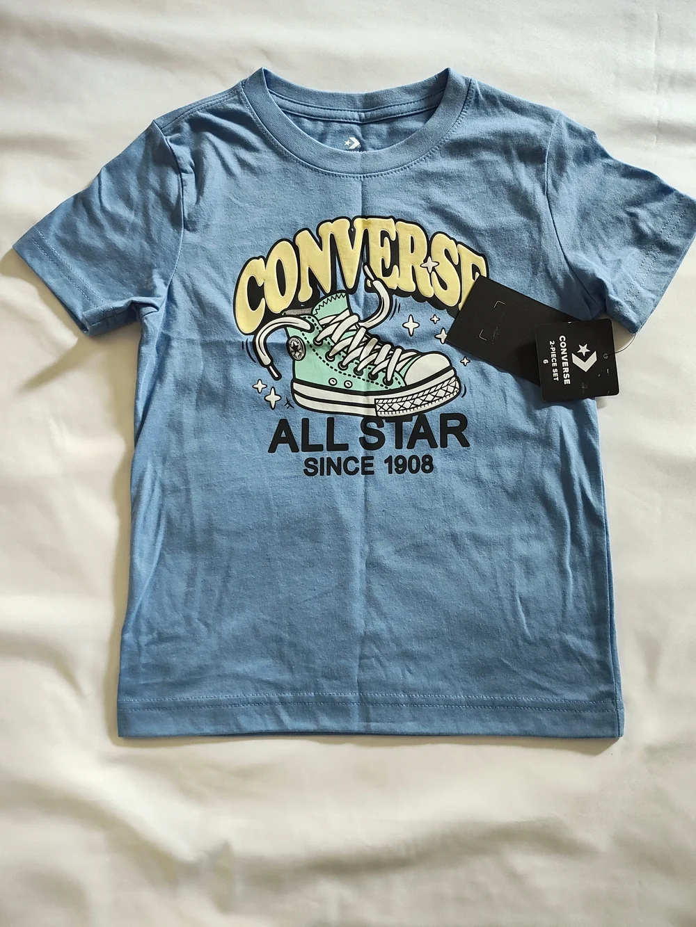 Converse Blue Graphic Tee with Gray Logo Shorts